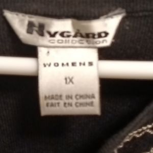 FINAL PRICE NYGARD COLLECTION black sleeveless embroidered collar blouse Size 1X